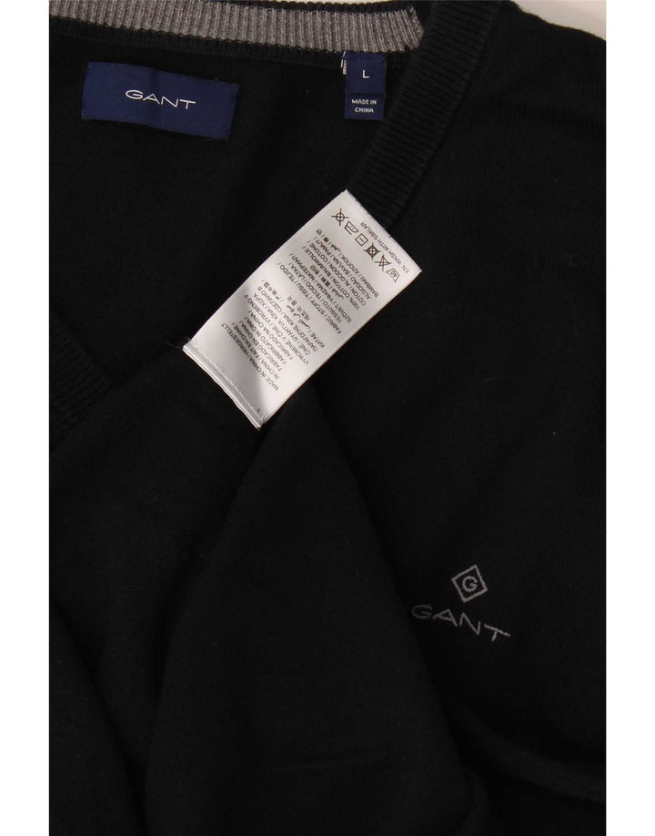 Gant Maglione da uomo con scollo a V grande in cotone blu navy