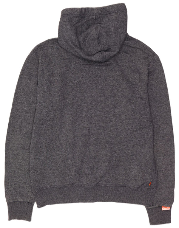 Maglione con cappuccio e zip da uomo SUPERDRY XL in cotone grigio