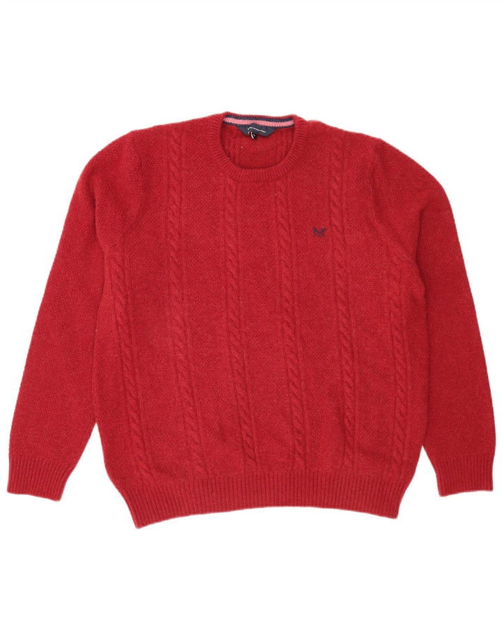 Crew Clothing Maglione da uomo con collo a collo grande in lana d'agnello rossa