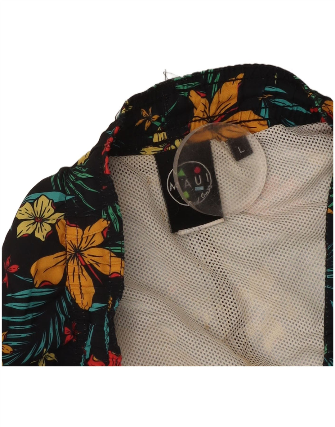 Pantaloncini da bagno da uomo Maui and Sons, grandi, in poliestere floreale nero