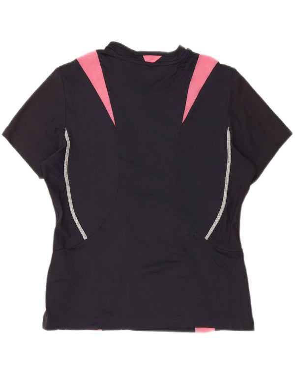 LOTTO T-shirt da donna Top UK 14 Large Nero Colourblock Poliammide