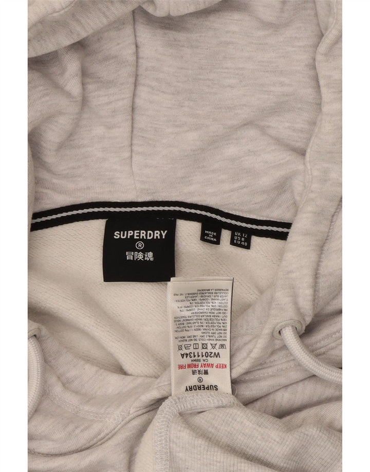 Felpa con cappuccio corta oversize da donna SUPERDRY UK 12 Blocco colore grigio medio