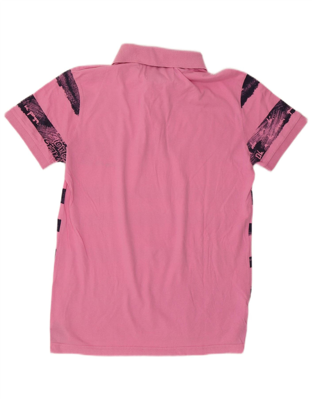 DESIGUAL Polo grafica da uomo a righe rosa medio