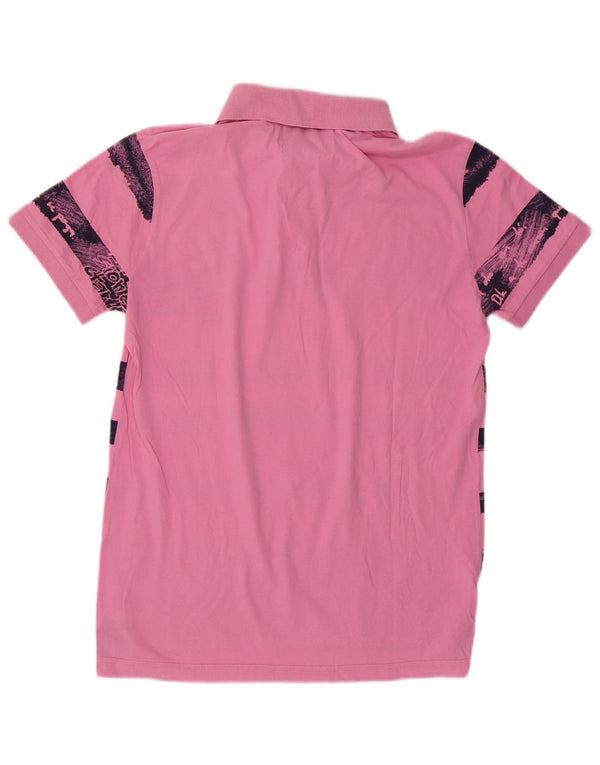 DESIGUAL Polo grafica da uomo a righe rosa medio