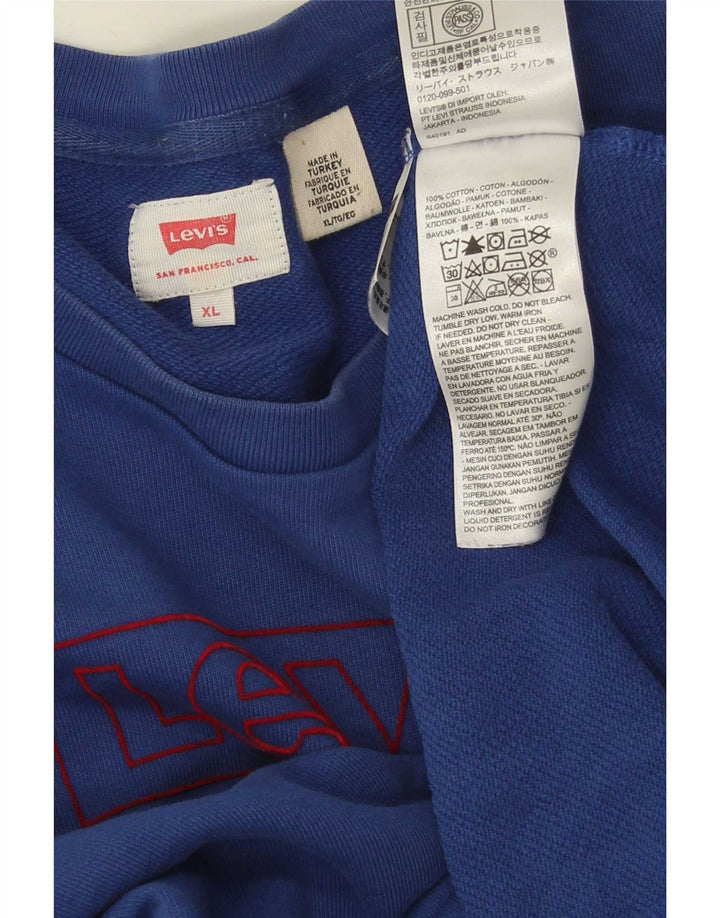 Felpa grafica da uomo Levi's, maglione XL, cotone blu