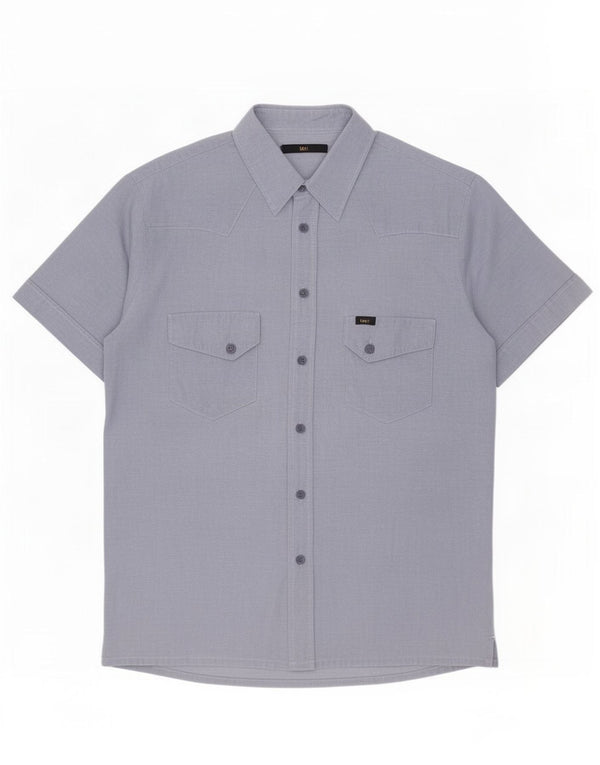 Camicia a maniche corte da uomo Lee Large in cotone blu