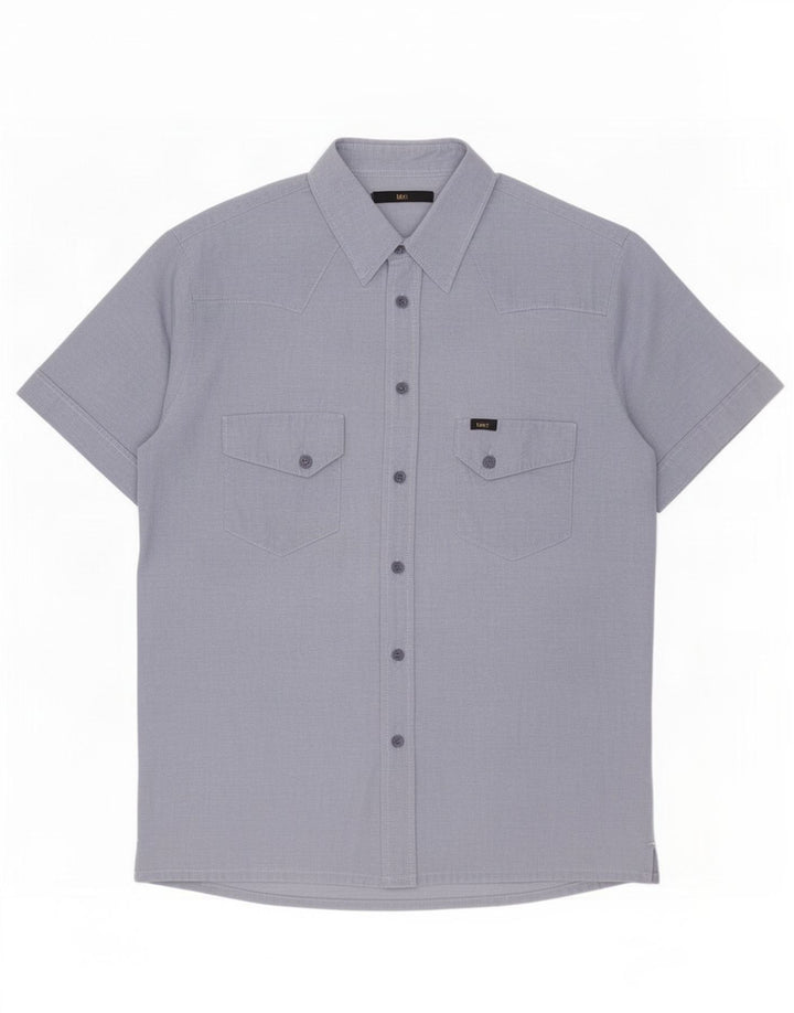 Camicia a maniche corte da uomo Lee Large in cotone blu