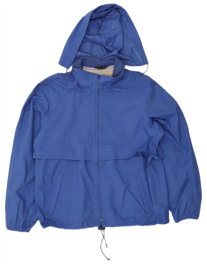 Giacca antipioggia da uomo con cappuccio Eddie Bauer UK 40 grande poliestere blu