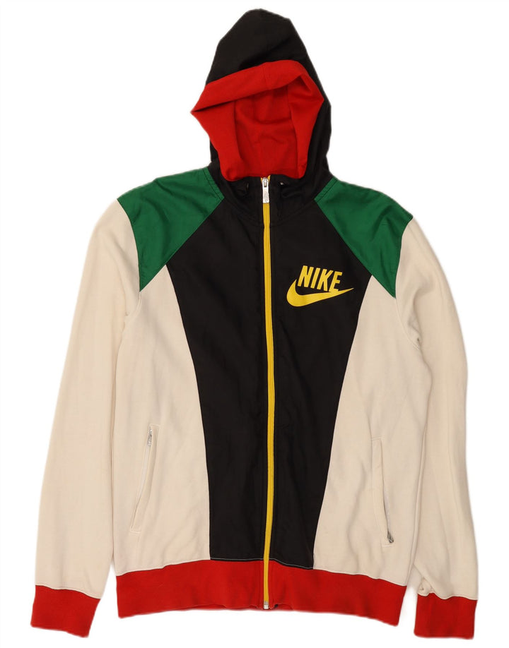 Felpa con cappuccio e zip grafica Nike da uomo, color block medio multicolore