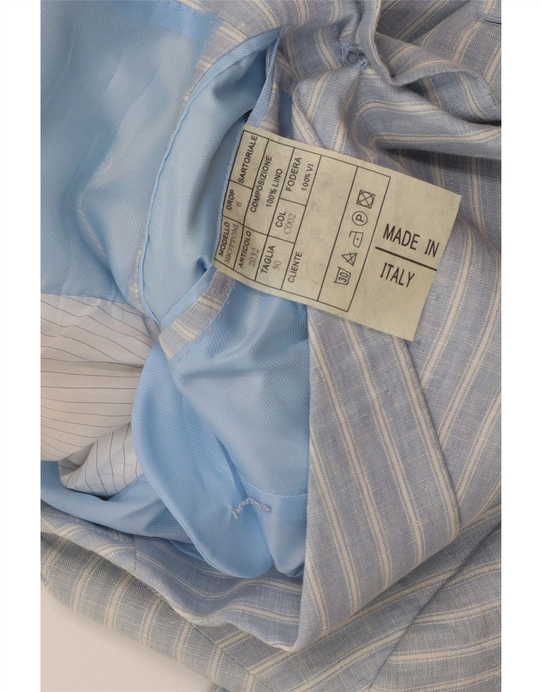 Giacca Blazer da Uomo a 3 Bottoni A.Basile IT 50 Lino Grande a Righe Blu