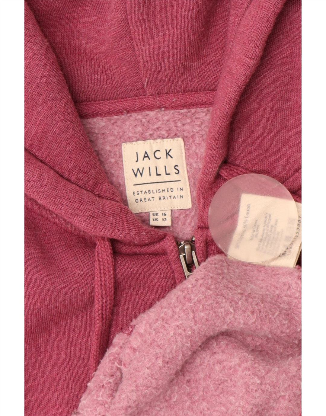 JACK WILLS Maglione con cappuccio e zip da donna UK 16 Grande bordeaux screziato