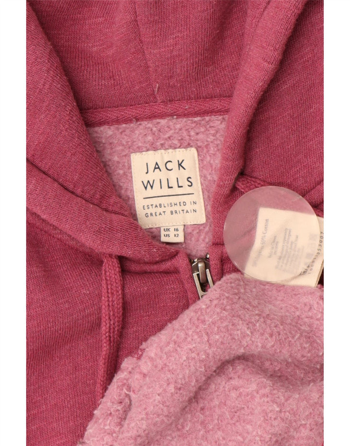 JACK WILLS Maglione con cappuccio e zip da donna UK 16 Grande bordeaux screziato