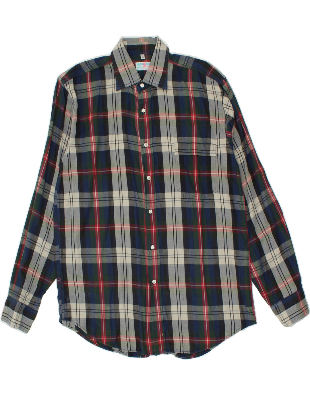 BALLOON Mens Flannel Shirt Size 15 3/4 40 Medium Navy Blue Check Cotton Vintage Balloon and Second-Hand Balloon from Messina Hembry 