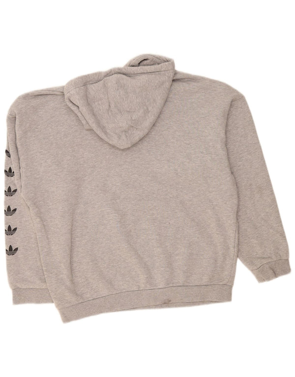 Felpa con cappuccio oversize grafica da donna Adidas UK 12 Cotone grigio medio
