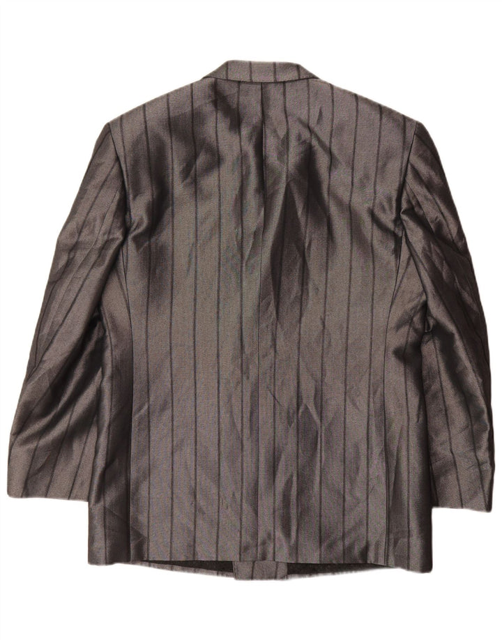 Giacca blazer da uomo vintage UK 38 Poliestere a righe grigio medio