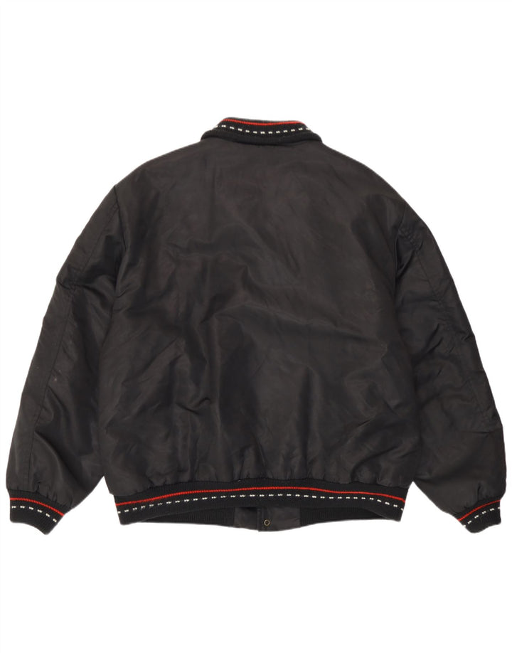 Giubbotto bomber imbottito da uomo vintage UK 40 grande in poliammide nero
