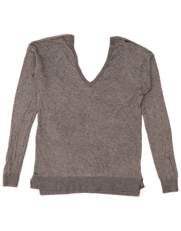 Maglione Zara da uomo con scollo a V in lana grigio medio