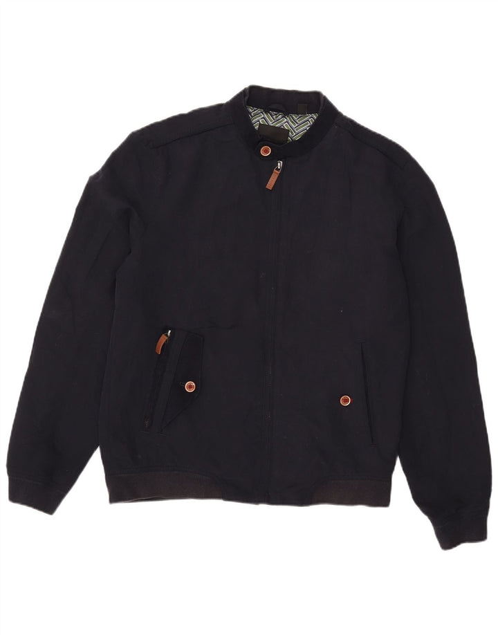 Giubbotto bomber da uomo Ted Baker taglia 3 medio poliestere blu navy