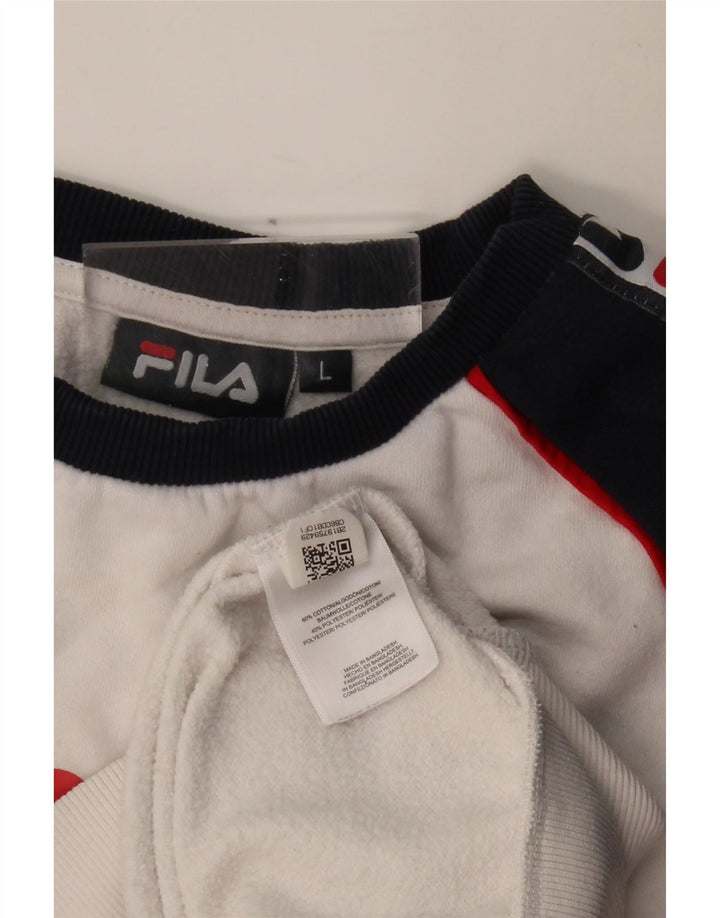FILA Felpa grafica da uomo Maglione grande cotone color block bianco