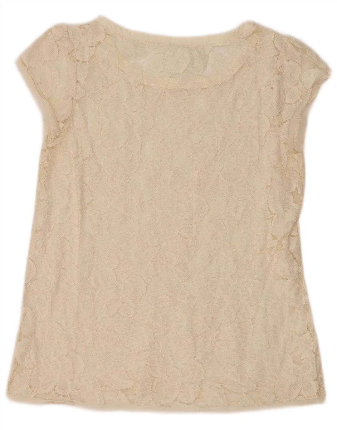Top in camicetta di pizzo da donna Zara UK 12 medio bianco sporco floreale