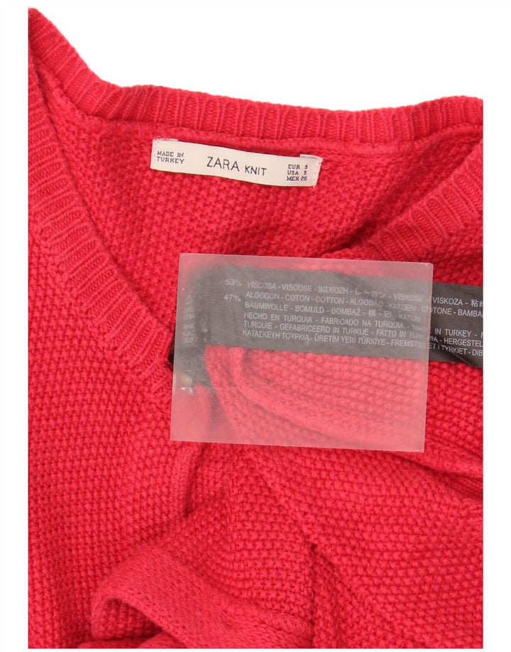 Maglione cardigan da donna Zara UK 10 piccolo rosso in viscosa