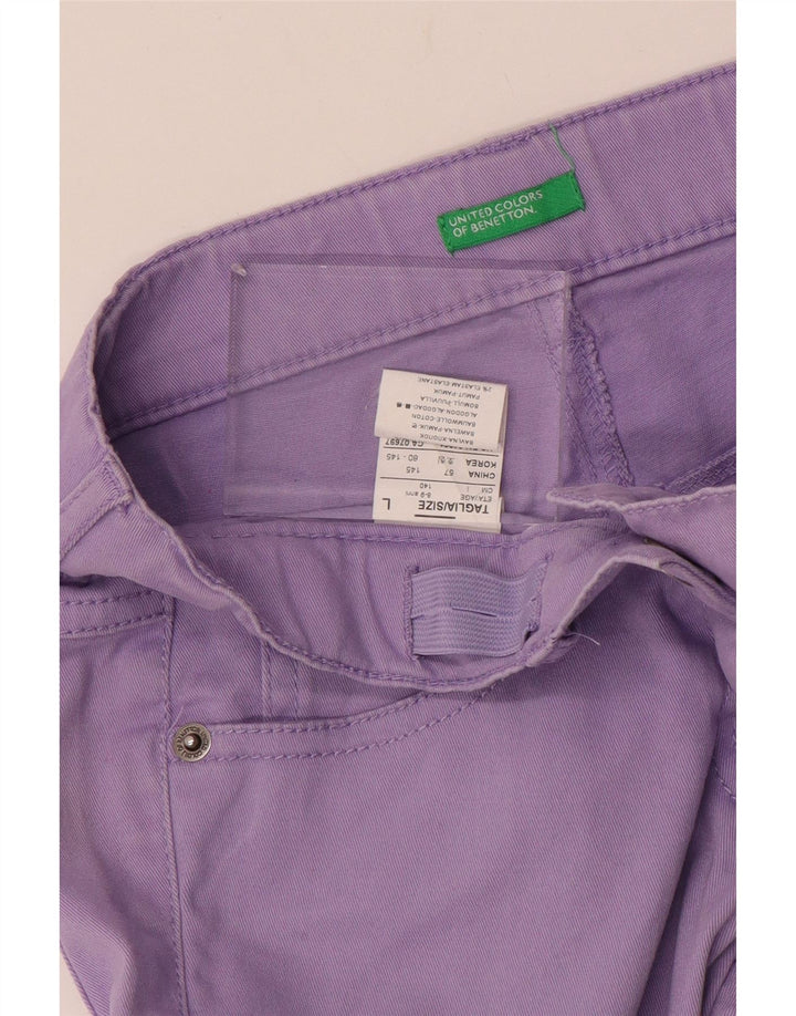 BENETTON Jeans Slim Bambina 8-9 Anni Large W26 L26 Cotone Viola