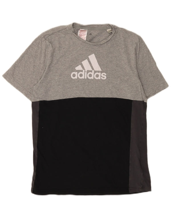 T-shirt grafica ADIDAS per ragazzi 15-16 anni in cotone color block grigio