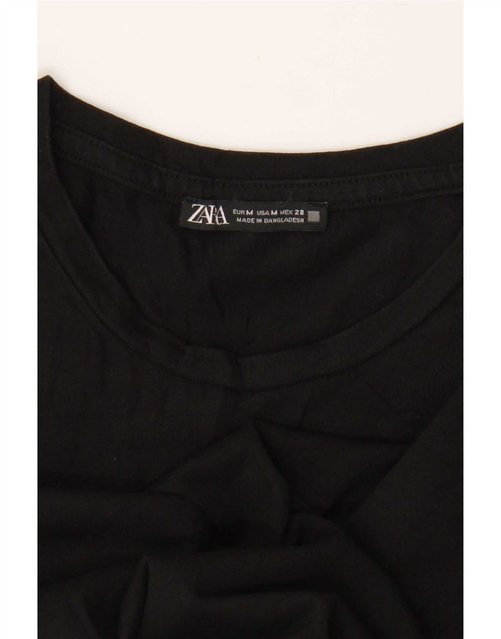 T-shirt corta da donna Zara UK 12 media nera