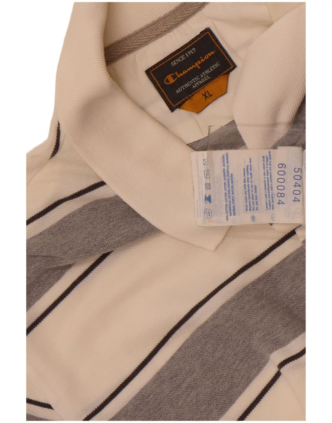 Polo da uomo Champion XL in cotone a righe bianche