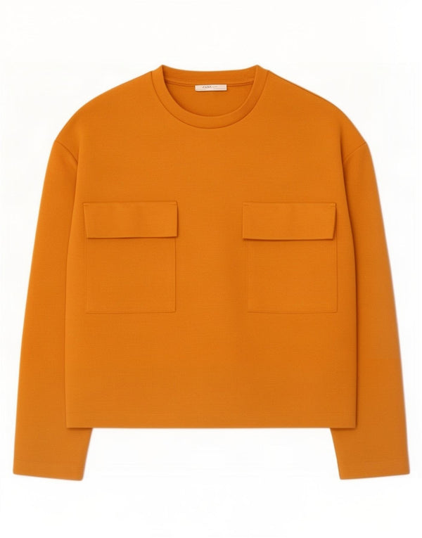 Top Zara da donna a maniche lunghe UK 14 arancione medio