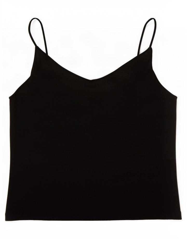 Canottiera corta Marks & Spencer da donna UK 14 viscosa nera media