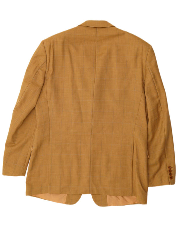 Giacca blazer da uomo a 3 bottoni HUGO BOSS IT 52 XL a quadri gialli in lana vergine