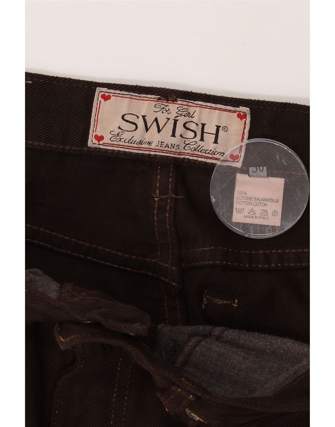 SWISH Womens Slim Jeans W30 L31 Brown Cotton Vintage Swish and Second-Hand Swish from Messina Hembry 