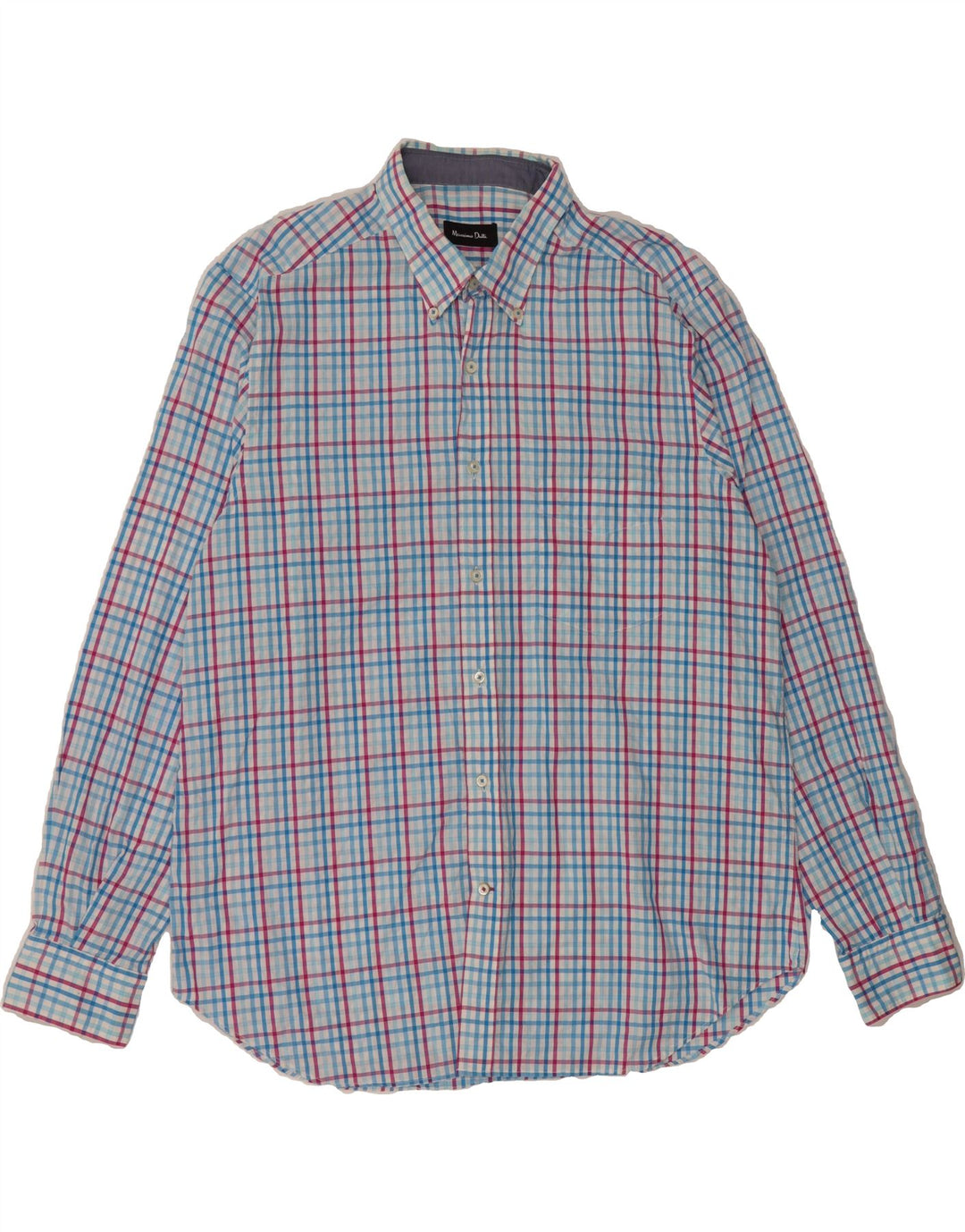MASSIMO DUTTI Mens Shirt 2XL Blue Check Vintage Massimo Dutti and Second-Hand Massimo Dutti from Messina Hembry 
