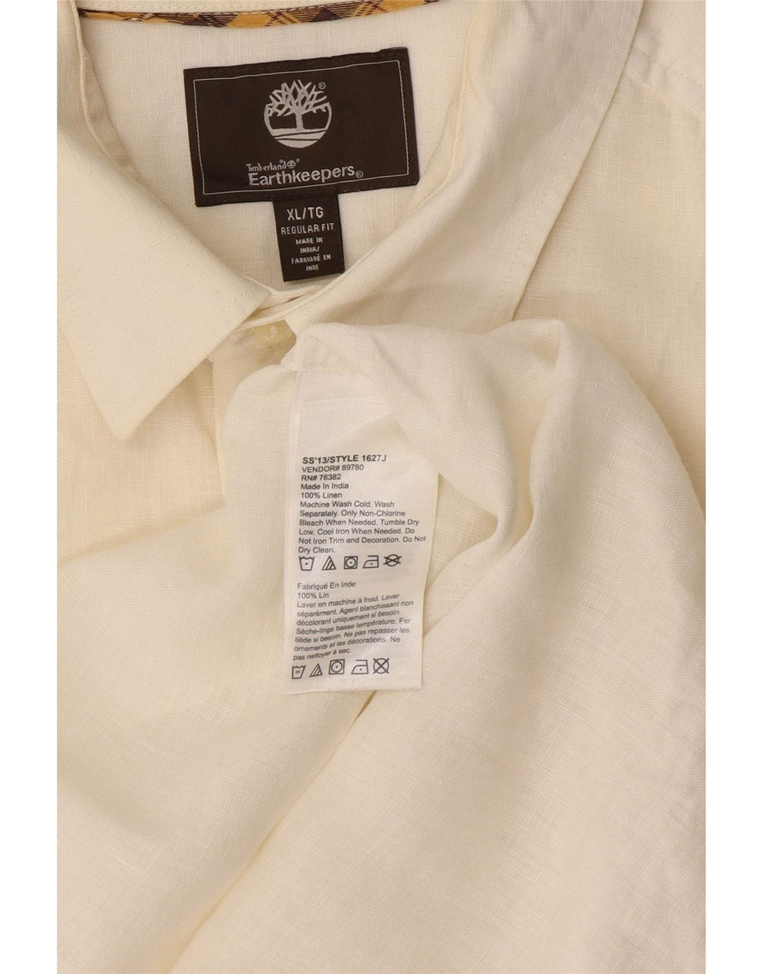 Camicia Timberland da uomo a maniche corte vestibilità regolare XL lino bianco sporco