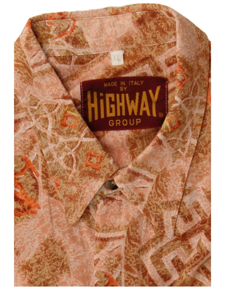 Camicia vintage da uomo XL marrone geometrica