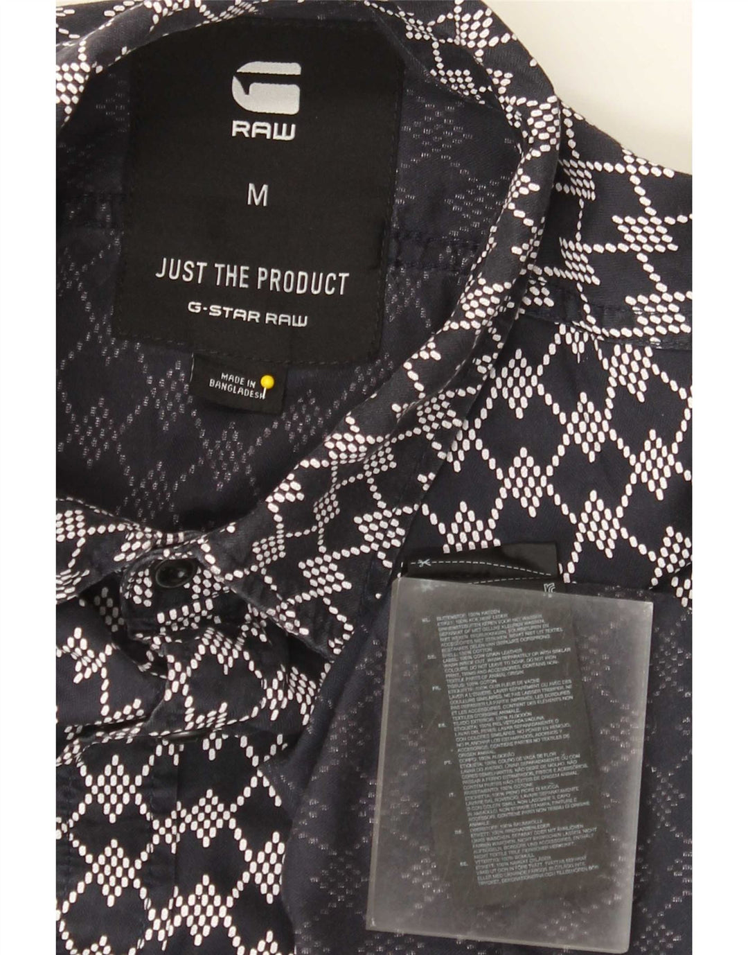 Camicia da uomo G-Star in cotone geometrico blu navy medio