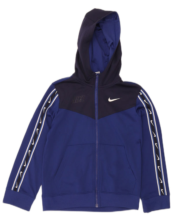 Felpa con cappuccio e zip grafica Nike da ragazzo, 8-9 anni, piccola, colore blu navy