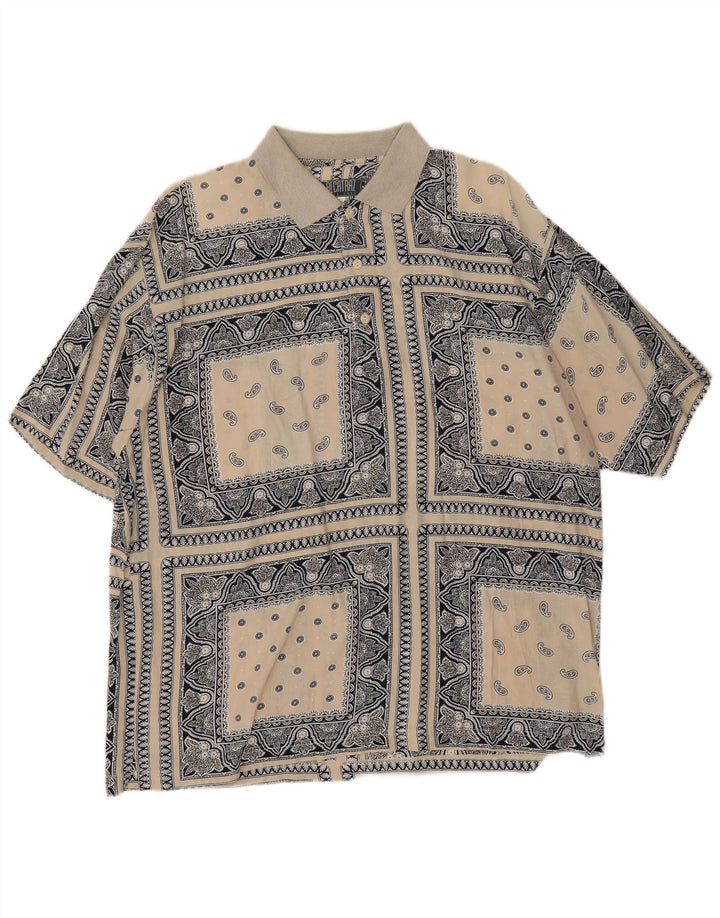 Camicia pullover a maniche corte da uomo Alcatraz in viscosa Paisley beige medio