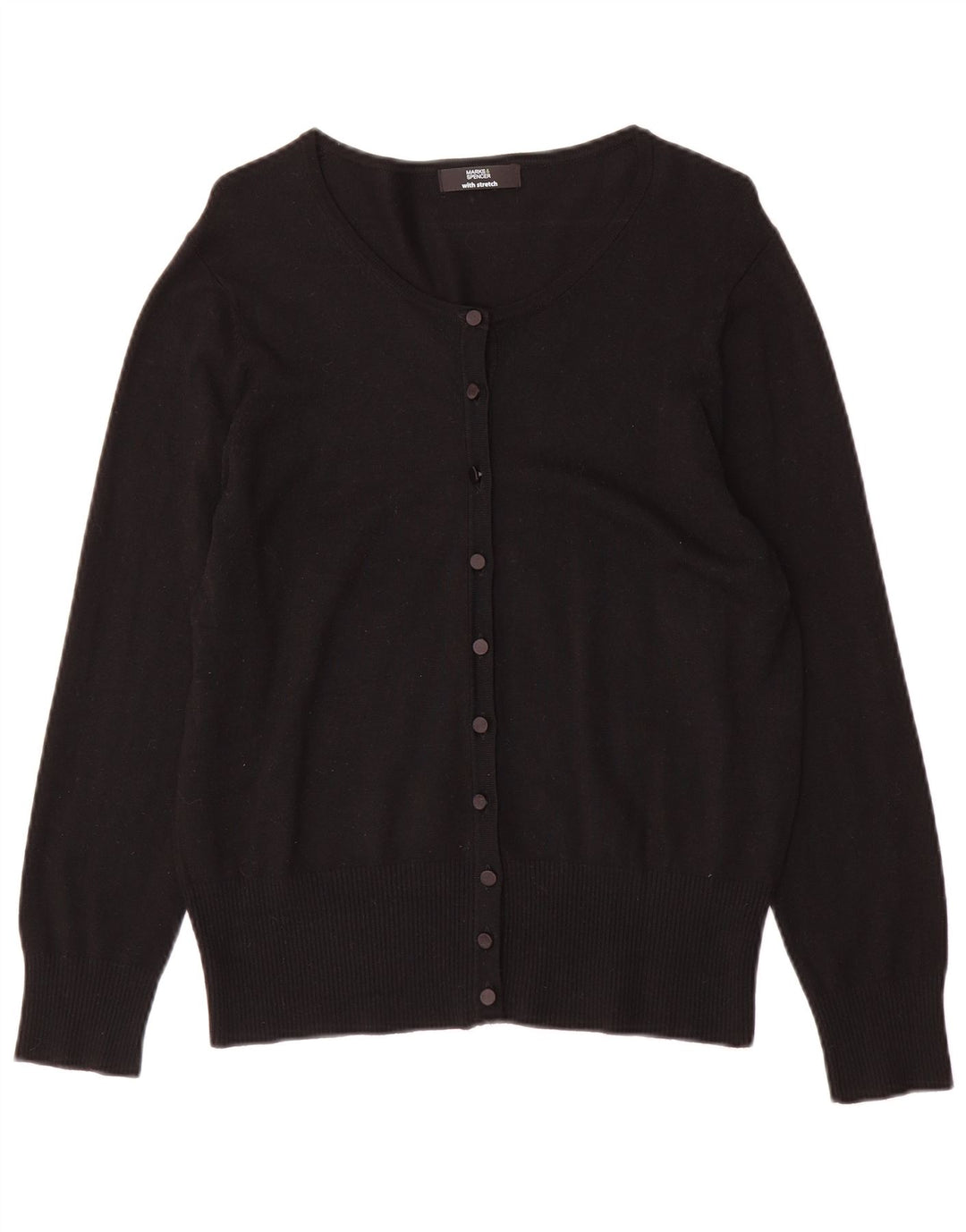 Maglione cardigan da donna Marks & Spencer UK 16 grande viscosa nera