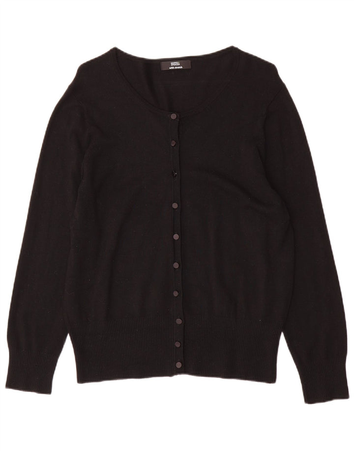 Maglione cardigan da donna Marks & Spencer UK 16 grande viscosa nera