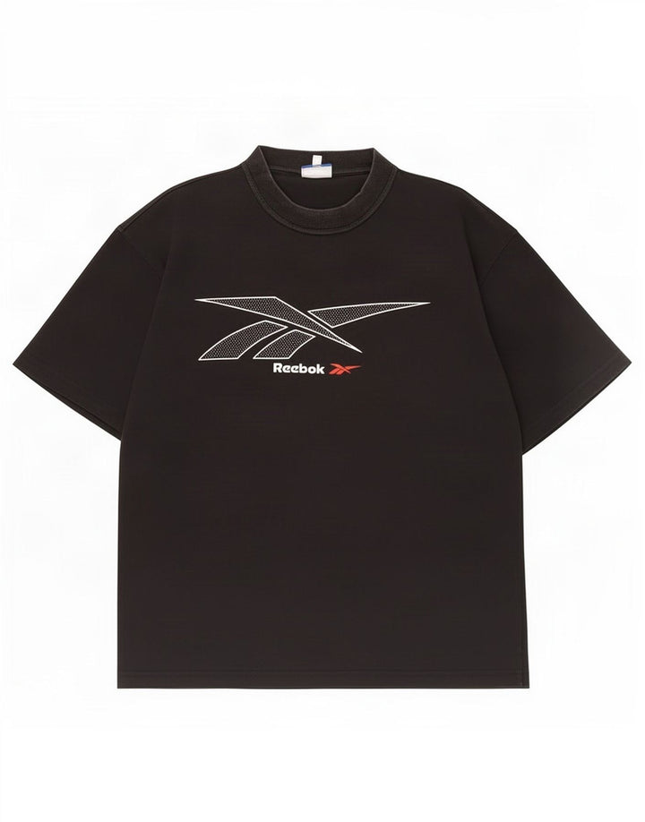 T-shirt grafica da uomo Reebok Top in cotone nero medio