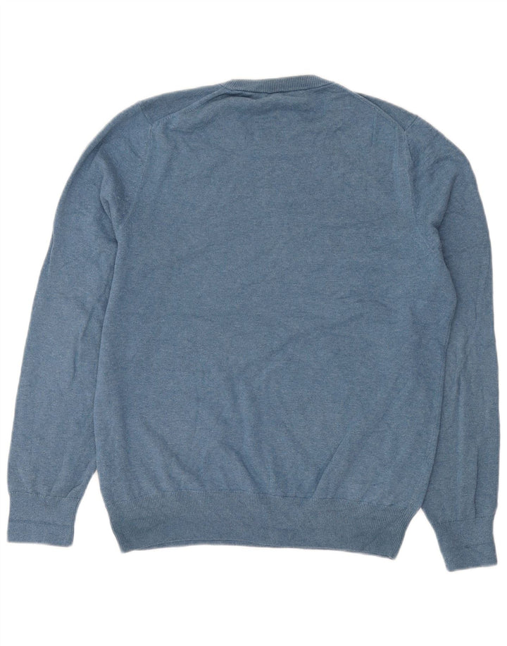 Maglione maglione girocollo da uomo Marks & Spencer in cotone blu medio