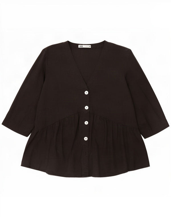 Zara camicia da donna con maniche a 3/4 UK 18 XL Nero