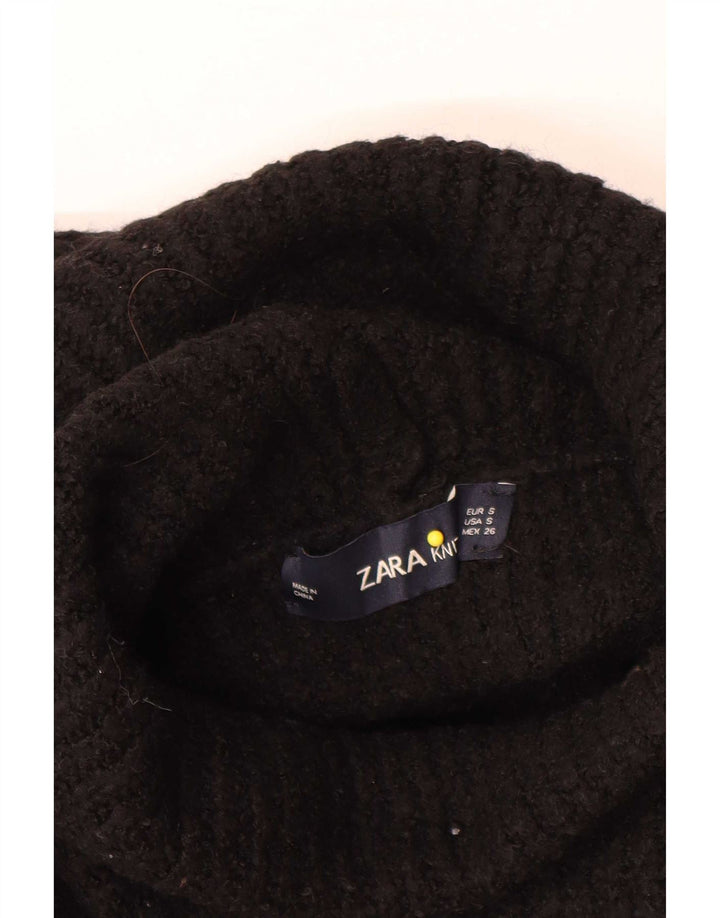 Maglione maglione oversize con collo alto da donna Zara UK 10 piccolo acrilico nero