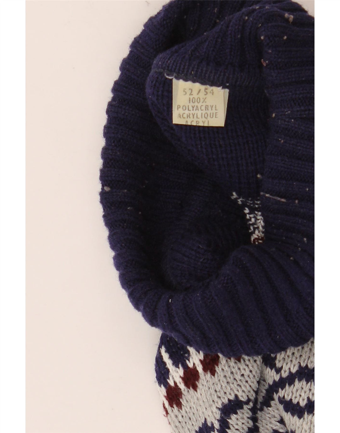 Maglione maglione collo alto da uomo VINTAGE IT 52/54 Large Grey Fair Isle