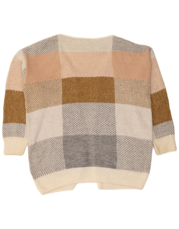 Maglione cardigan oversize da donna Topshop UK 14 Acrilico a quadri beige medio