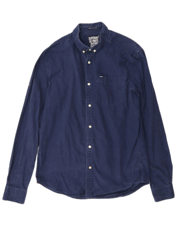 Camicia da uomo moderna classica vestibilità Superdry in cotone blu navy medio