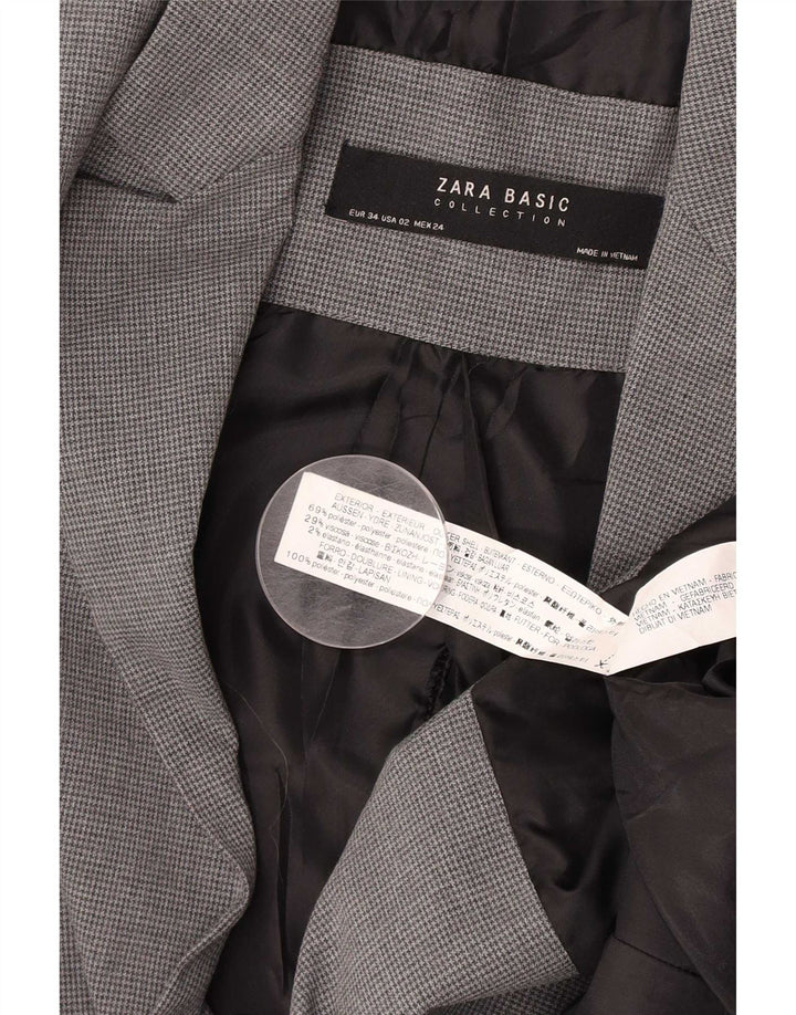 Giacca blazer a 1 bottone da donna Zara EU 34 2XS poliestere pied de poule grigio