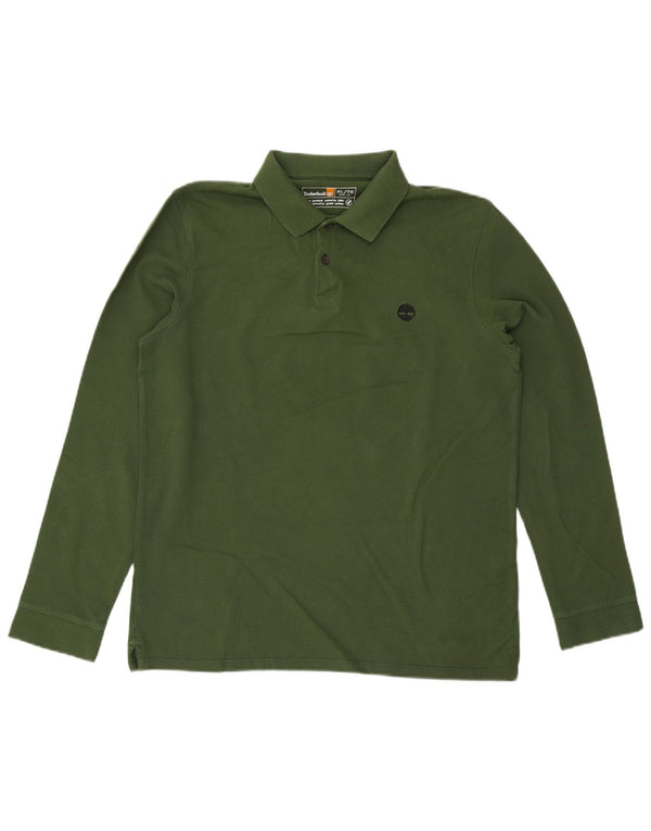 Polo da uomo slim fit a maniche lunghe Timberland XL in cotone verde